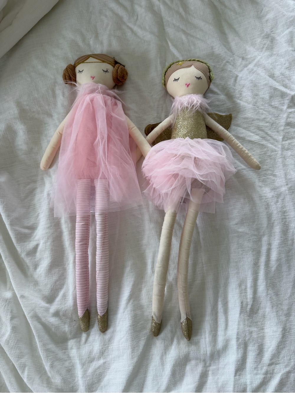 Set of Two Pink Tulle Ballerina Dolls